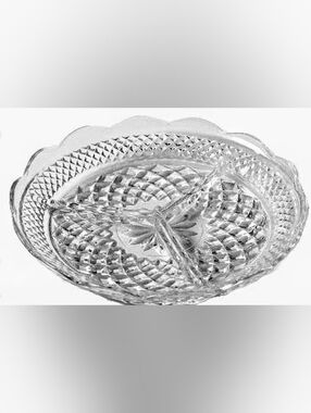 ANCHOR HOCKING Vint/Antique Glass WEXFORD Divided RELISH TRAY -- 1967, PA, USA